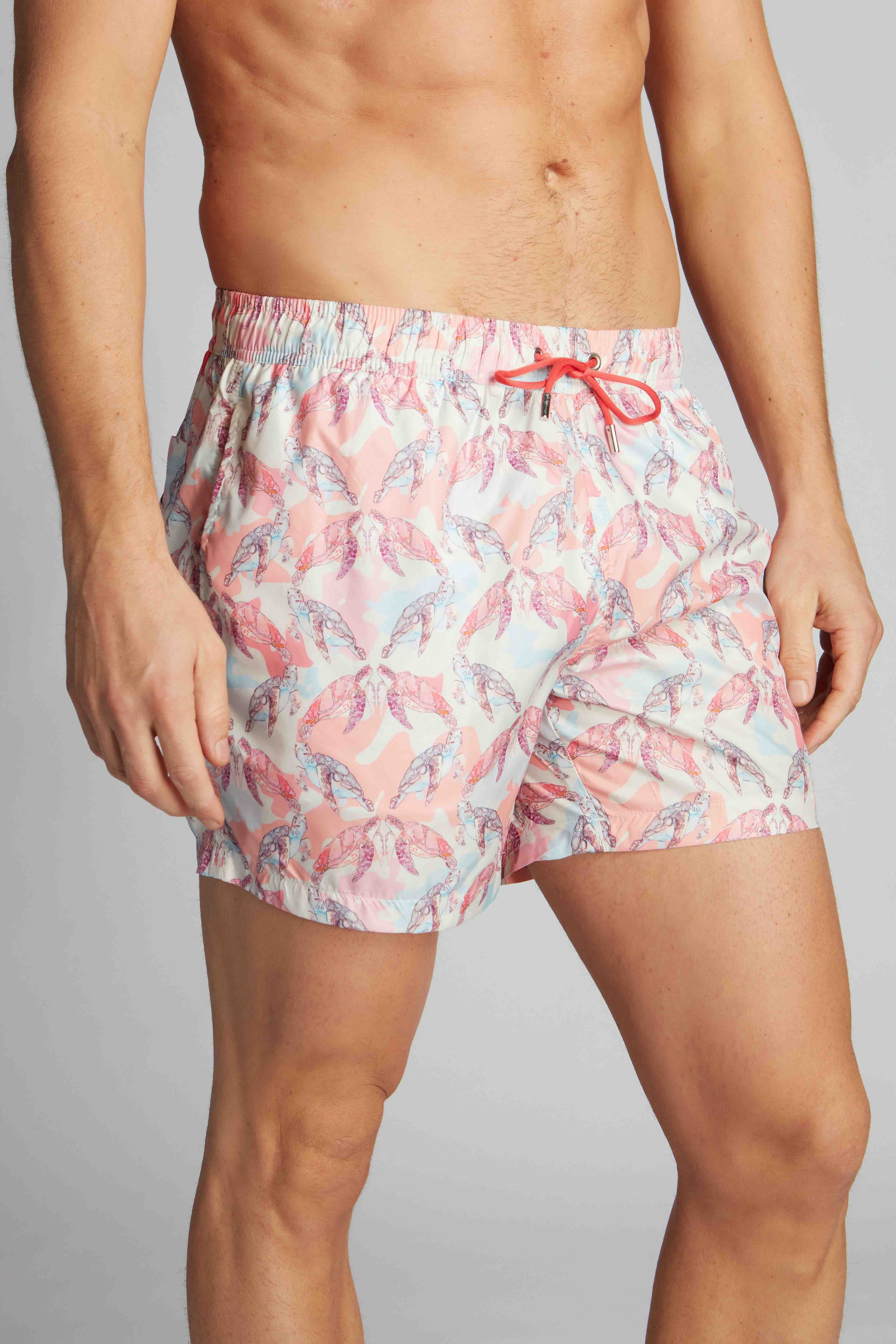 Pink Turtle Men Swim Shorts 