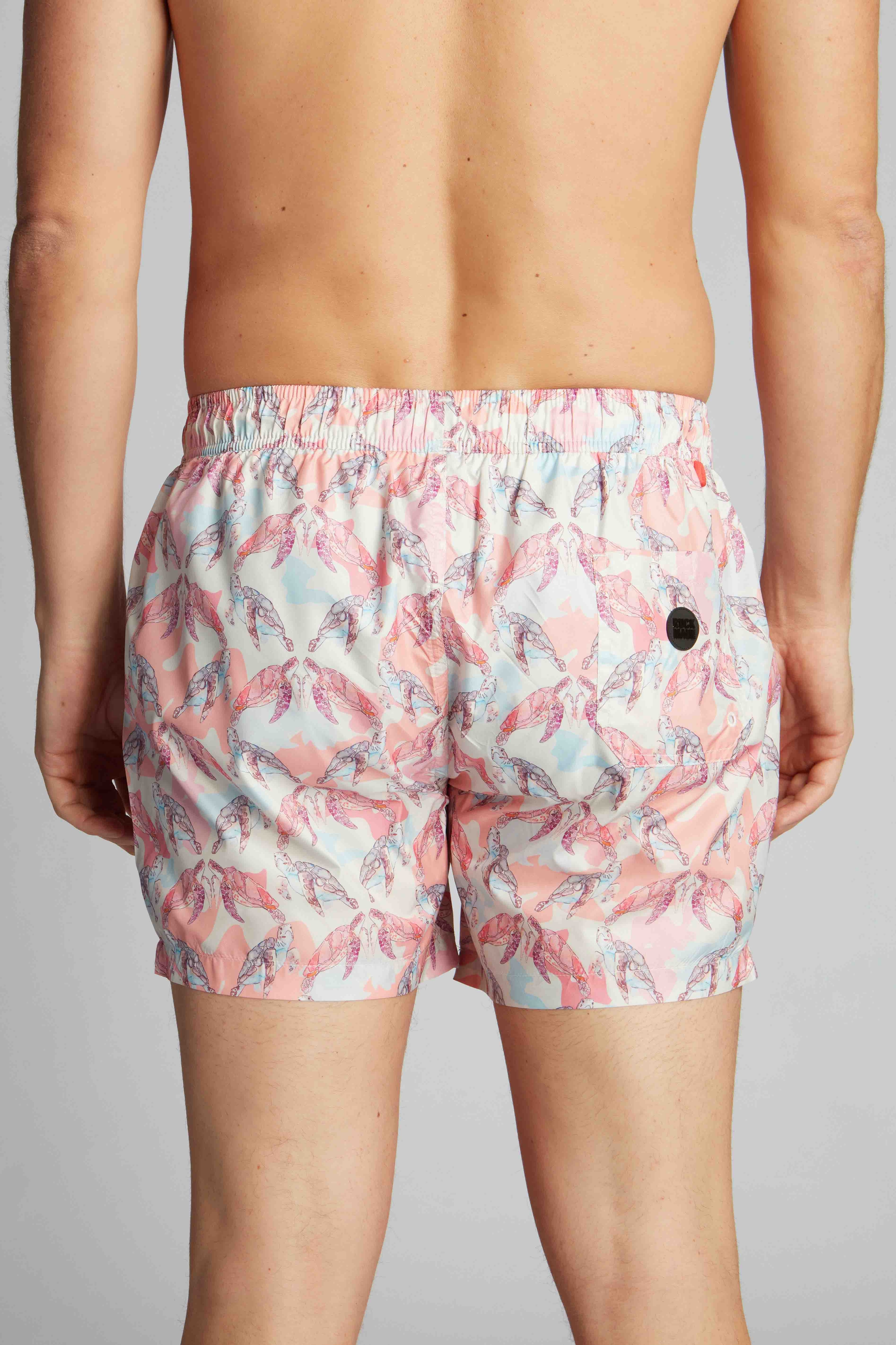 Pink Turtle Men Swim Shorts 