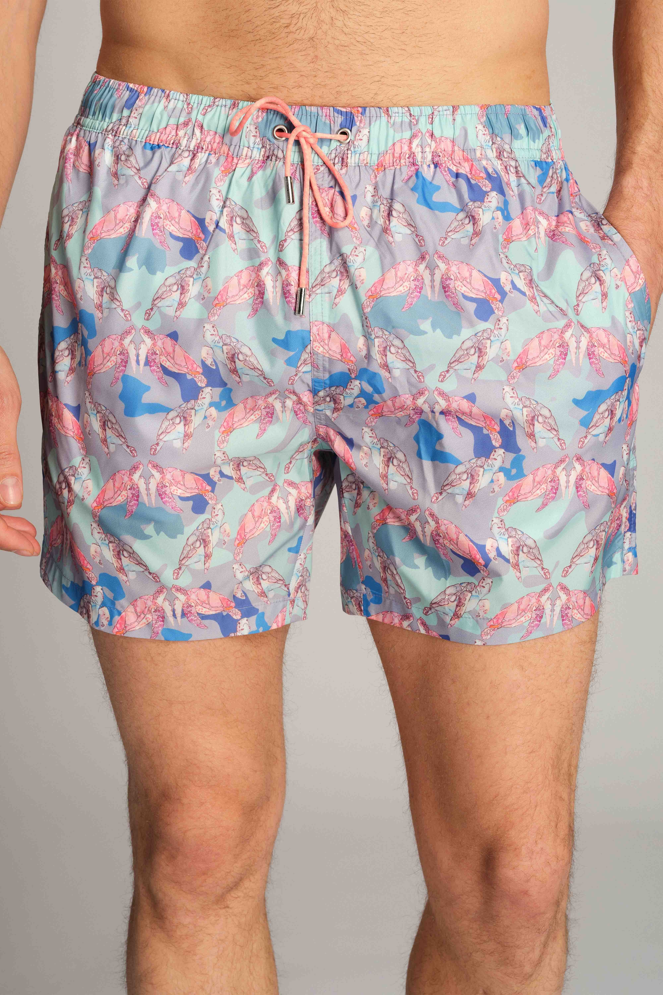 Mint Turtle Men Swim Shorts 