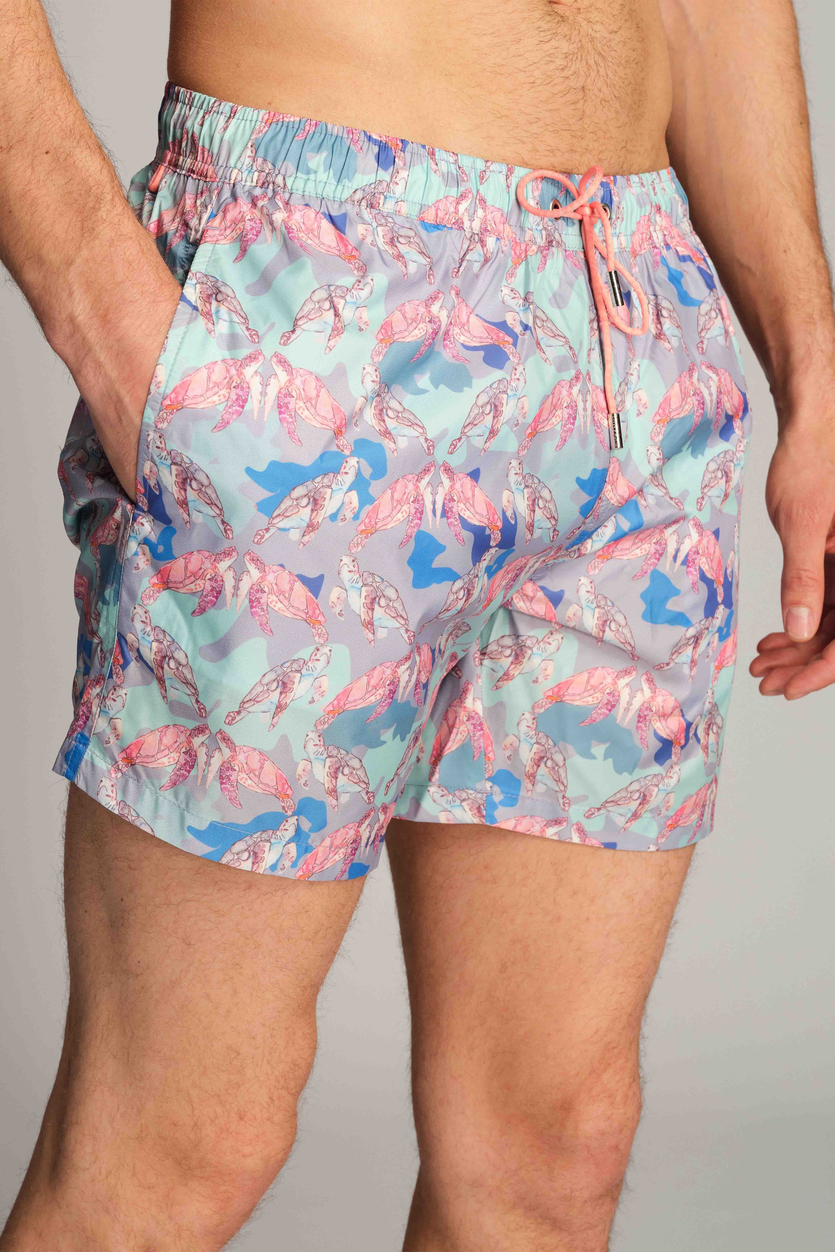 Mint Turtle Men Swim Shorts 