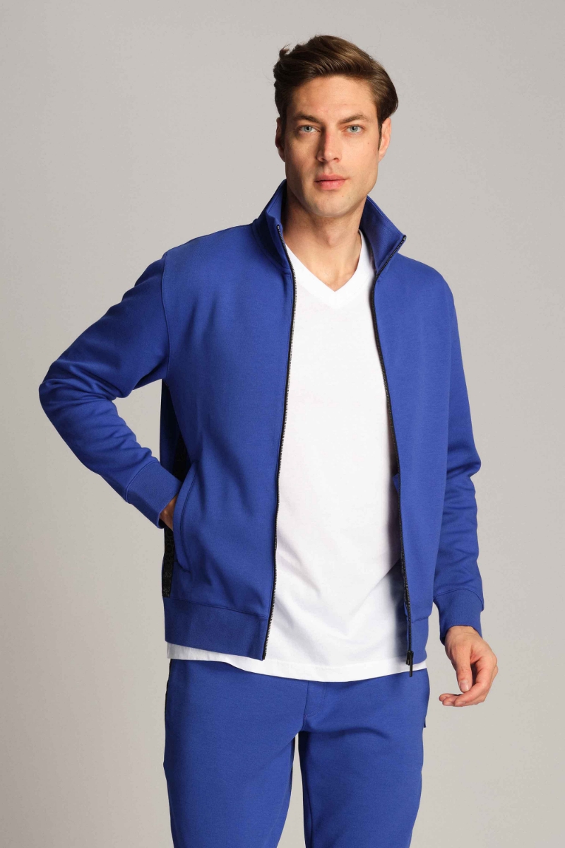 Racing Blue Men Sweat Jacket 