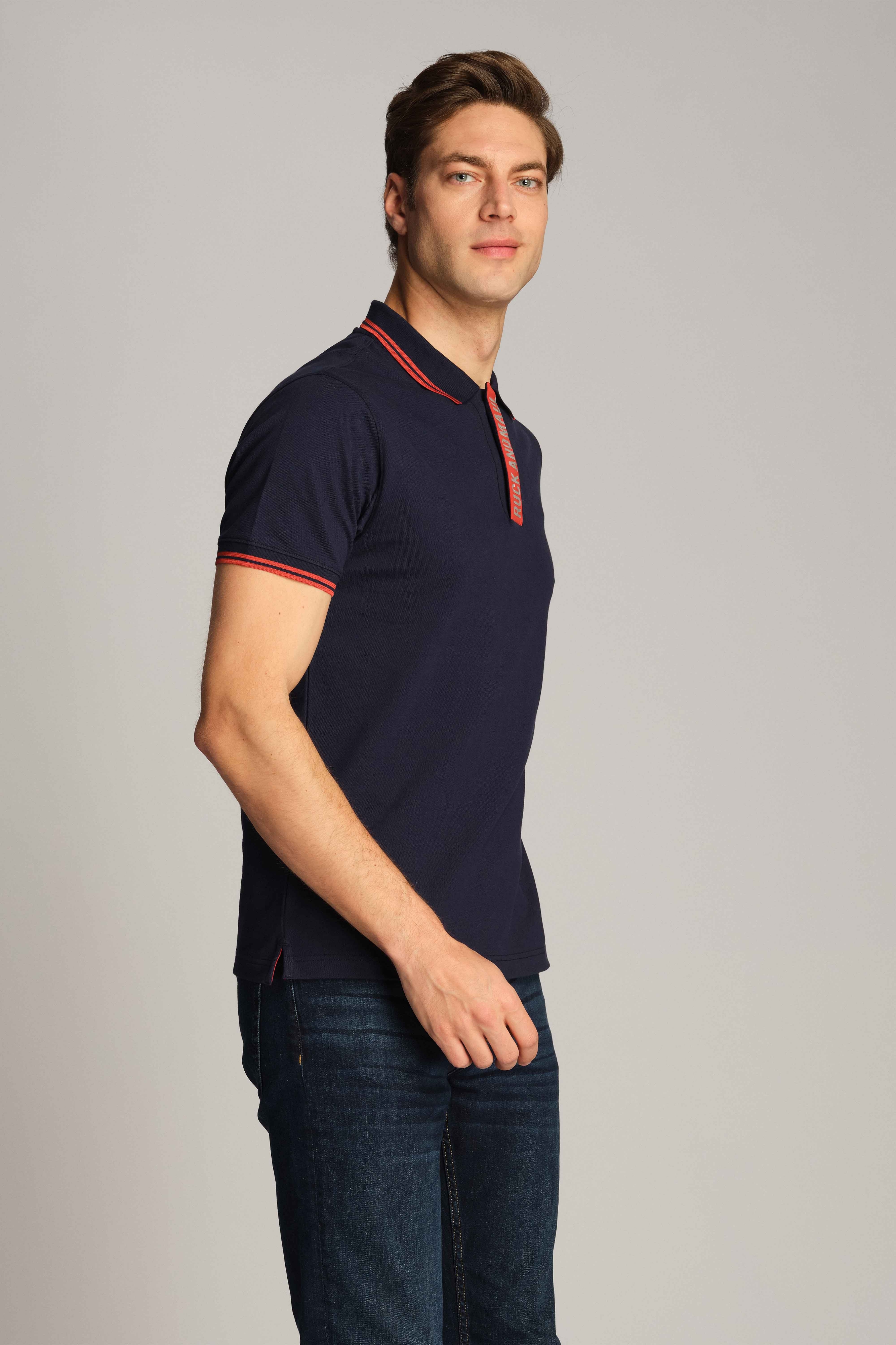 Marineblau Mann Polo-t-shirt