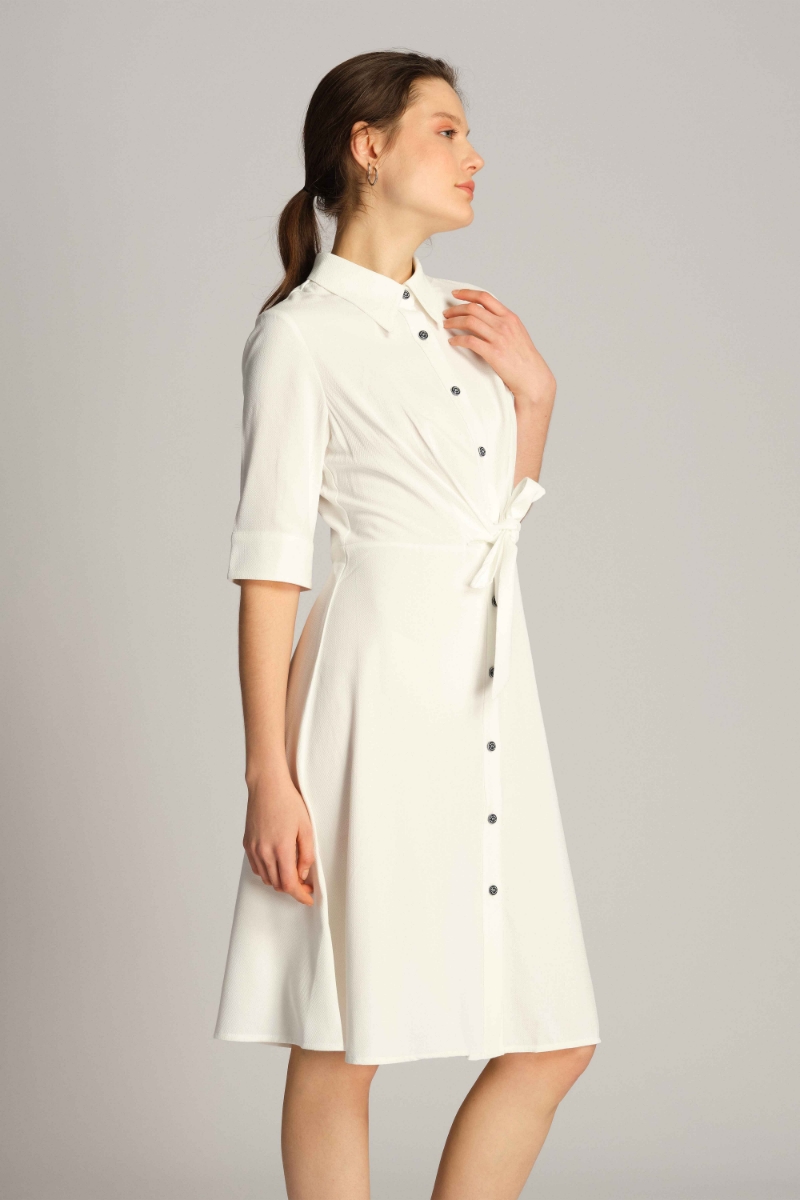 Белый Женский Платье-рубашка 