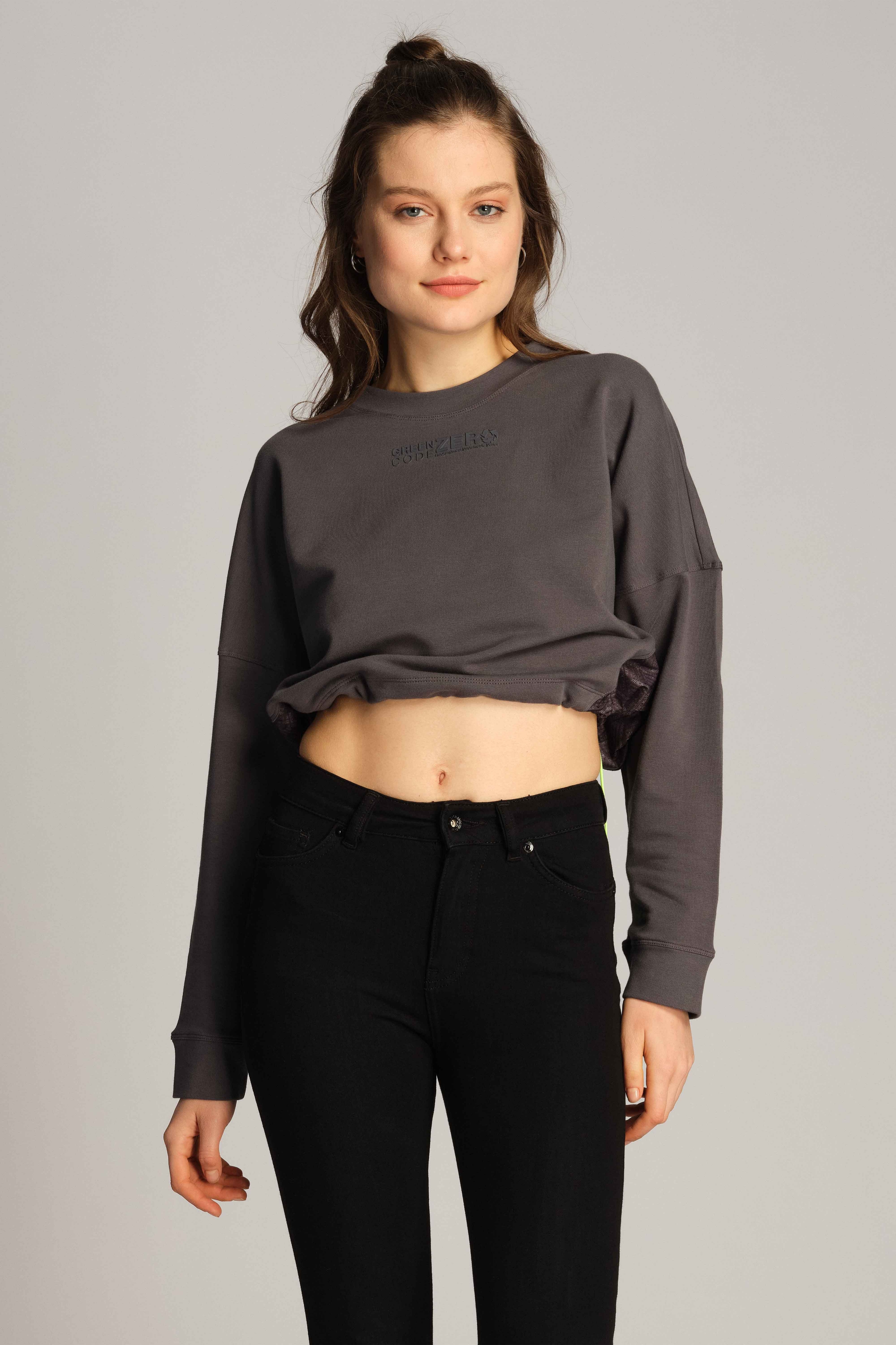 Asphaltgrau Frau Sweatshirt