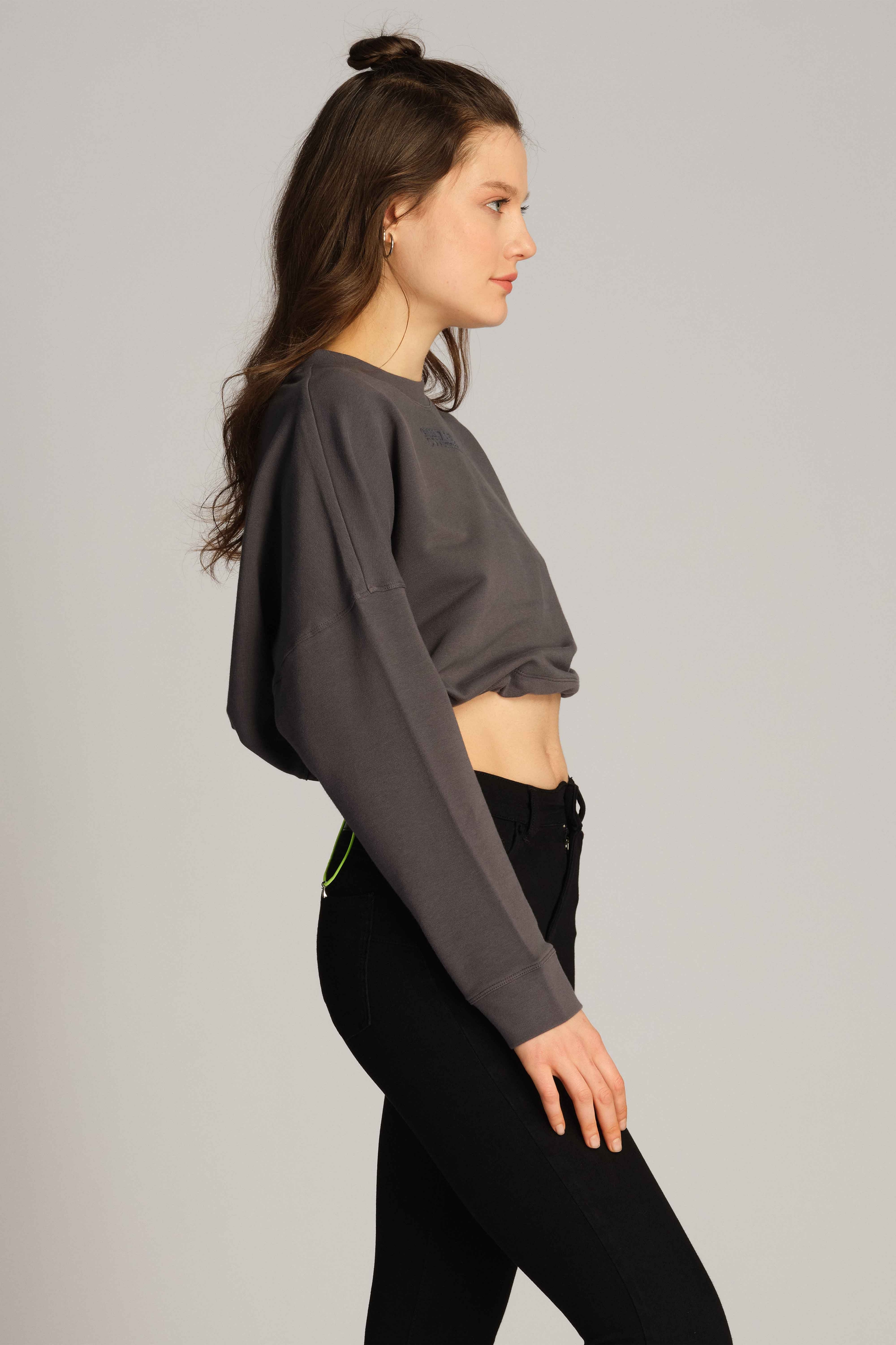 Asphaltgrau Frau Sweatshirt