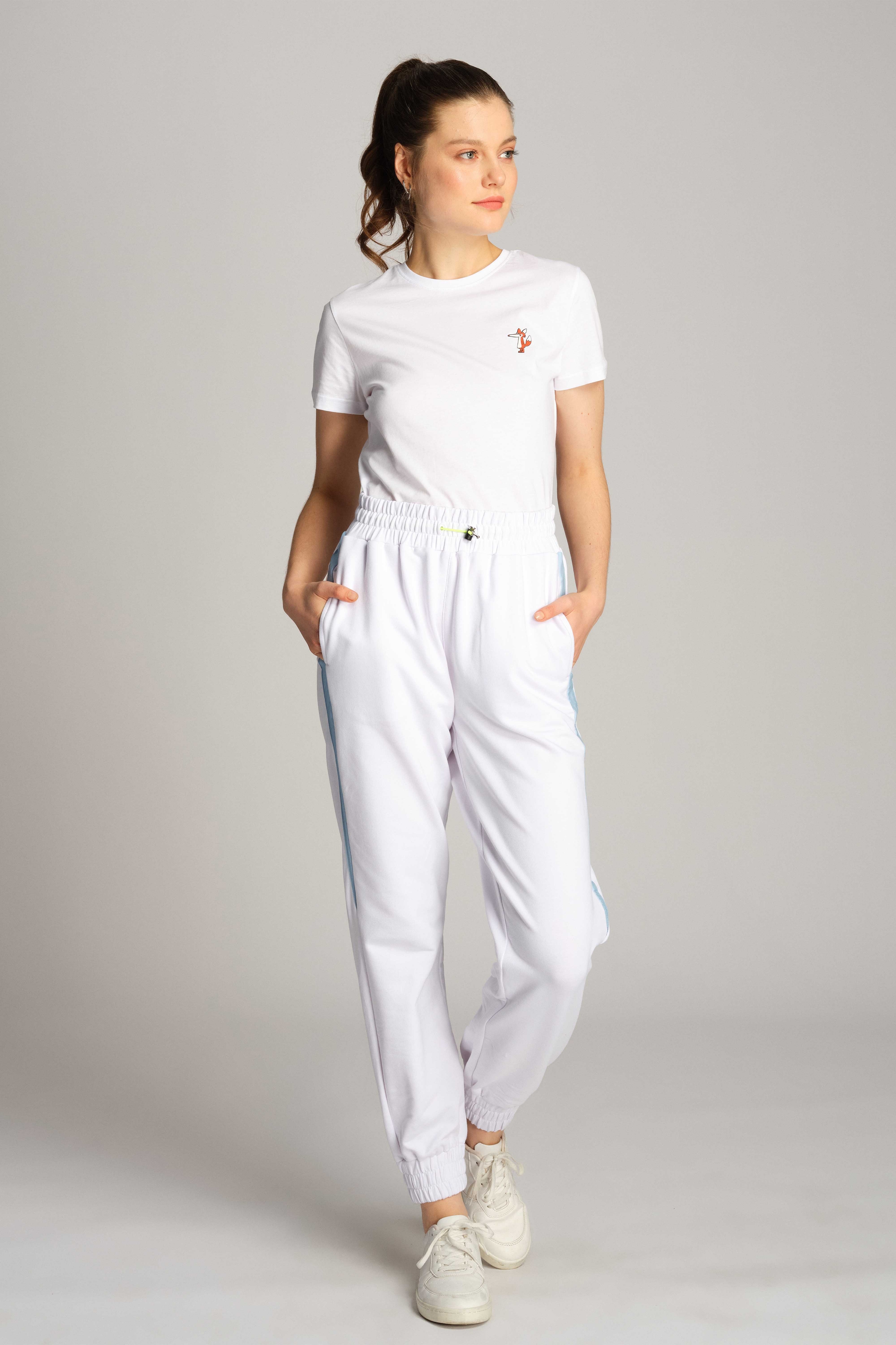 Bianco Donna Pantaloni İn Felpa