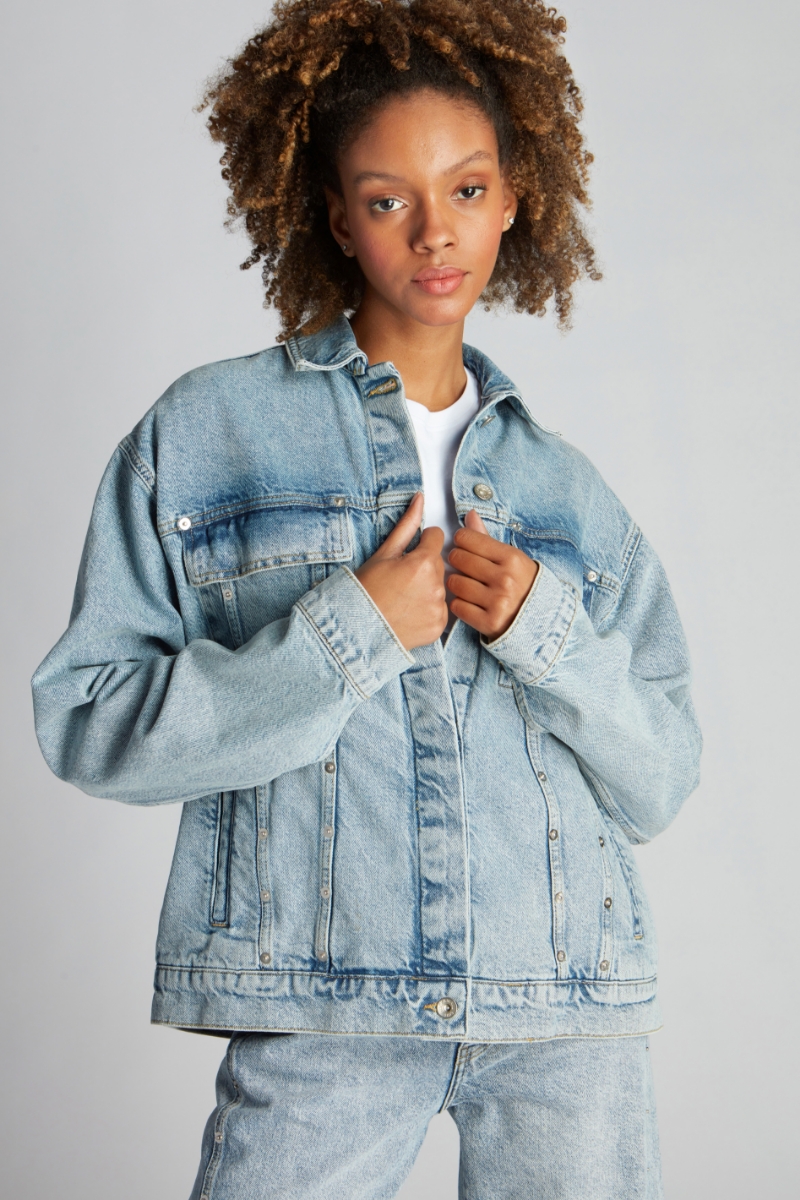 Hellblau Frau Denim-jacke