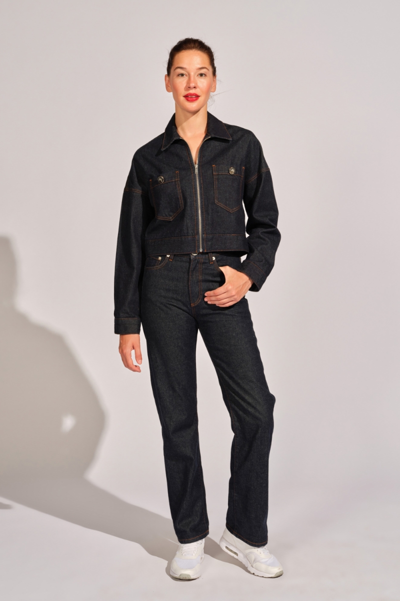 Navy Blue Woman Denim Pants 